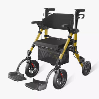 VOCIC Z51 All Terrain Shift Combo 2 In 1 Rollator - Transport Chair Walker, 300 lbs we,ght Capacity, 33.5"-39.6" Handle Height