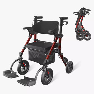 VOCIC Z51 All Terrain Shift Combo 2 In 1 Rollator - Transport Chair Walker, 300 lbs we,ght Capacity, 33.5"-39.6" Handle Height