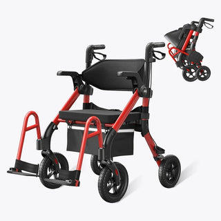 VOCIC Z55 Folding Versatile 2-in-1 Rollator Walker, 330 lbs Weight Capacity, 32"-38" Handle Height