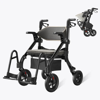 VOCIC Z55 Folding Versatile 2-in-1 Rollator Walker, 330 lbs Weight Capacity, 32"-38" Handle Height