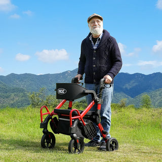 VOCIC Z55 Folding Versatile 2-in-1 Rollator Walker, 330 lbs Weight Capacity, 32"-38" Handle Height