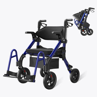 VOCIC Z55 Folding Versatile 2-in-1 Rollator Walker, 330 lbs Weight Capacity, 32"-38" Handle Height