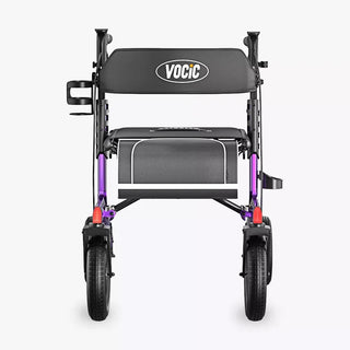 VOCIC Z57 Folding Outdoor Rollator with 12" All Terrain Big Wheels, 300 lbs Weight Capacity, 36"-42" Handle Height