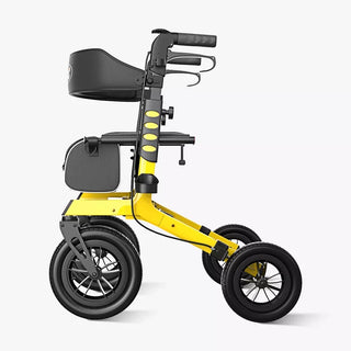 VOCIC Z57 Folding Outdoor Rollator with 12" All Terrain Big Wheels, 300 lbs Weight Capacity, 36"-42" Handle Height