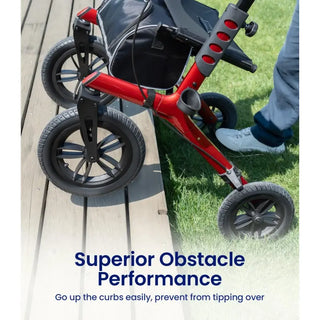 VOCIC Z57 Folding Outdoor Rollator with 12" All Terrain Big Wheels, 300 lbs Weight Capacity, 36"-42" Handle Height