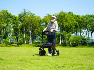 VOCIC Z57 Folding Outdoor Rollator with 12" All Terrain Big Wheels, 300 lbs Weight Capacity, 36"-42" Handle Height