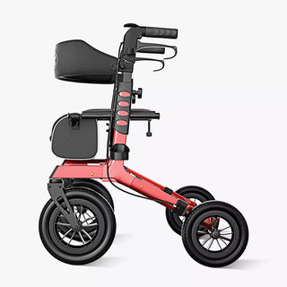 VOCIC Z57 Folding Outdoor Rollator with 12" All Terrain Big Wheels, 300 lbs Weight Capacity, 36"-42" Handle Height