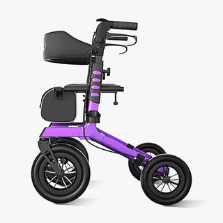 VOCIC Z57 Folding Outdoor Rollator with 12" All Terrain Big Wheels, 300 lbs Weight Capacity, 36"-42" Handle Height