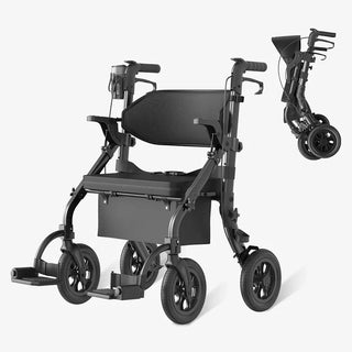 VOCIC Z59 Bariatric 2 In 1 Rollator-Transport Chair Walker, 400 lbs Weight Capacity, 35.4"-41,3" Handle Height