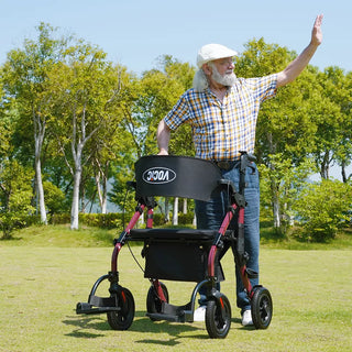 VOCIC Z59 Bariatric 2 In 1 Rollator-Transport Chair Walker, 400 lbs Weight Capacity, 35.4"-41,3" Handle Height