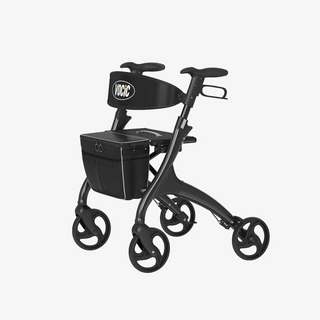 VOCIC Z62-BK Stride Mover 4 Wheel Rollator, 300 lbs Weight Capacity, 32.5′′-36.4′′ Handle Height