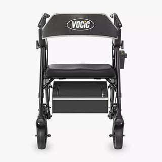 VOCIC Z63 Adjustable Resistance Folding Rollator, 300 lbs Weight Capacity, 14.2" Seat Size, Black or Beige