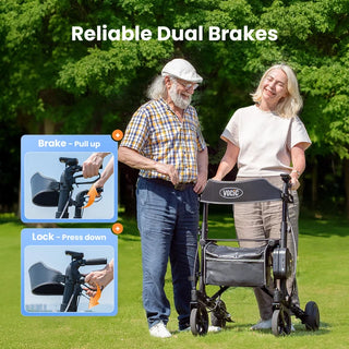 VOCIC Z73-A-BK-X Electric Foldable Rolling Walker, 300 lbs Weight Capacity, 17.5" Seat