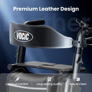VOCIC Z73-A-BK-X Electric Foldable Rolling Walker, 300 lbs Weight Capacity, 17.5" Seat