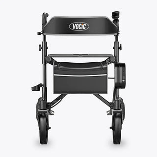 VOCIC Z73-A-BK-X Electric Foldable Rolling Walker, 300 lbs Weight Capacity, 17.5" Seat