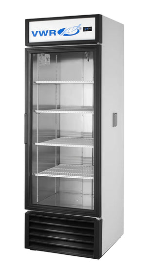 VWR GDM-23-HC-LD VWR WHT/SS CHROMO 1P1D Basic Chromatography Glass Door Refrigerator without Mast, Natural Refrigerant White Swing Door, 23 cu. ft.