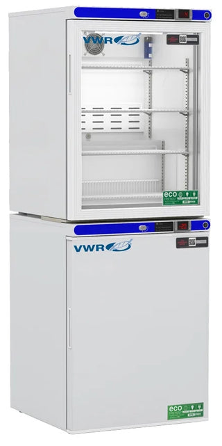 VWR HCRFC1020G Plus Series Refrigerator Freezer Combo Unit Glass Door Dual Microprocessor Keyed Lock, 5.2 cu. ft.