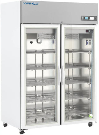 VWR VWR-HC-PL-49 Premium Series Laboratory Double Glass Door Refrigerator Variable Speed Compressor, ENERGY STAR, 49 cu. ft.