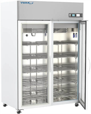 VWR VWR-HC-PL-49 Premium Series Laboratory Double Glass Door Refrigerator Variable Speed Compressor, ENERGY STAR, 49 cu. ft.