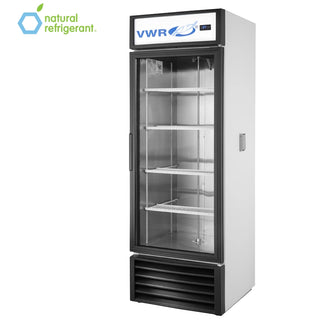 VWR GDM-23-HC-LD VWR WHT/SS CHROMO 1P1D1M Basic Chromatography Glass Door Refrigerator with Mast, Natural Refrigerant White Swing Door, 23 cu. ft.