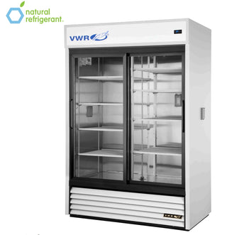 VWR GDM-47-SCI-HC-LD VWR WHT/SS 2P1D1M Basic Chromatography Glass Sliding Door Refrigerator with Mast, White, 47 cu. ft.