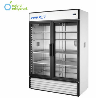 VWR GDM-49-HD-LD VWR WHT/SS CHROMO 2P1D1M Basic Chromatography Glass Door Refrigerator with Mast, Natural Refrigerant White Swing Doors, 49 cu. ft.