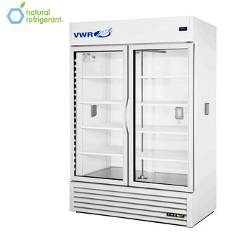 VWR GDM-49-SCI-HC~TSL01 VWR WHT 2P1D1M Basic Chromatography Glass Door Refrigerator with Mast, Natural Refrigerant White Swing Doors, 49 cu. ft.