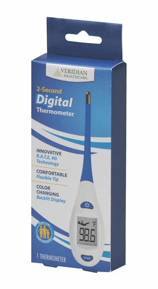 Veridian Healthcare 08-363 2-Second Digital Stick Thermometer with R.A.T.E. Technology 