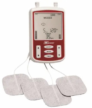 Veridian Healthcare 21010 TENS-EMS Combo Electrotherapy Device, Dual Channel Pain Relief System with 4 Electrode Pads