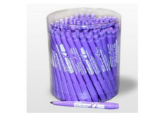 Container of Viscot 986795_CS Surgical Skin Marker Purple Fine markers with a few spilling out on a white background