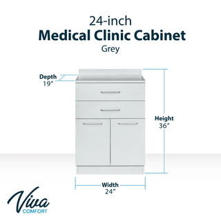 Viva Comfort ADIME902-24-GRY dimension diagram showing depth, height and width of the grey cabinet