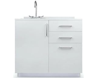 Viva Comfort ADIME902-BASE-36 front view of the left-sink model with gooseneck faucet