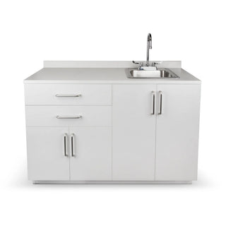Viva Comfort ADIME902-BASE-48 front view of the right-sink model with backsplash and silver handles