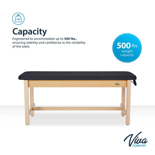 Viva Comfort ADI996-04-27 Aristo weight capacity graphic with straight side view of the table