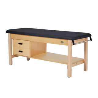 Viva Comfort ADI996-04S-DD-27 Aristo treatment table, rear angle with paper roll bar and drawer unit