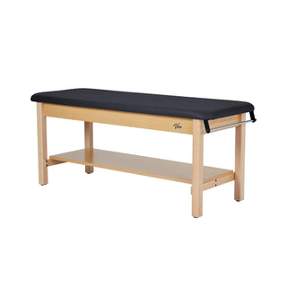 Viva Comfort ADI996-04S-27 Aristo treatment table, angled view with black top and paper roll bar