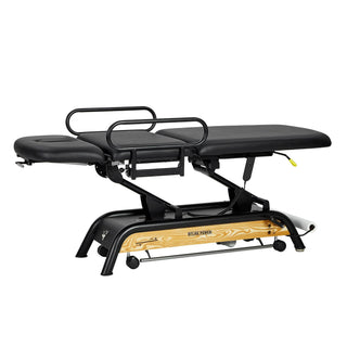 Viva Comfort ADI903-30 Atlas treatment table with flat top and handrails, side angle view