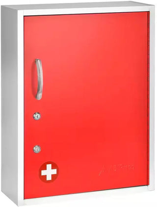Viva Comfort ADI999-06 dual lock steel medicine cabinet with red door and red cross emblem