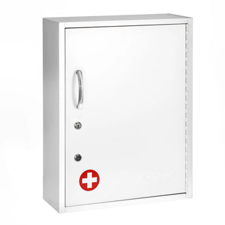 Viva Comfort ADI999-06 dual lock steel medicine cabinet with white door and curved handle