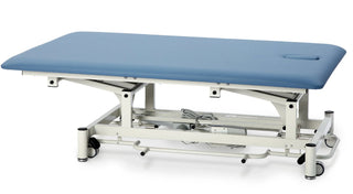 Viva Comfort ADI903-02 Elite hi-lo therapy table with blue top and face cutout, no side rails