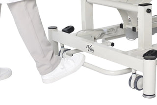 Viva Comfort ADI903-02 Elite hi-lo therapy table close-up of foot bar height control