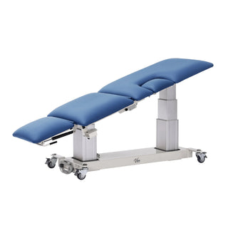 Viva Comfort ADI903-04 Elite imaging table in blue, laid flat on dual lift columns