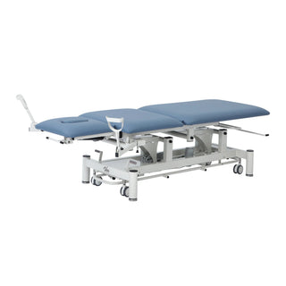 Viva Comfort ADI903-01 Elite hi-lo exam table with flat top at low height and stirrups