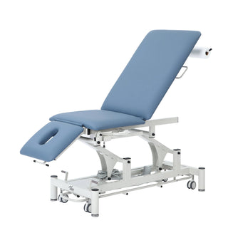 Viva Comfort ADI903-01 Elite hi-lo exam table with backrest reclined and leg section angled down