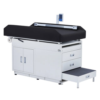 Viva Comfort ADI996-09-PSB Grande pediatric scale table with black top, digital display and step stool out