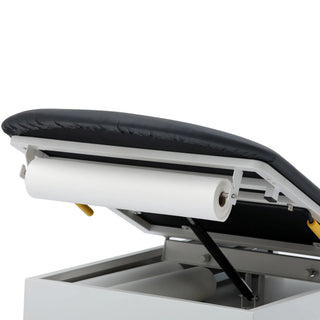 Viva Comfort ADI996-09 Grande exam table paper roll holder and gas spring under the raised black backrest