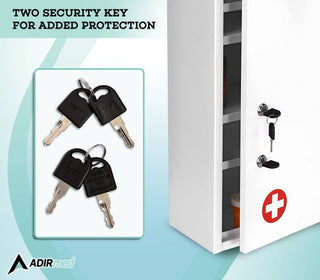 Viva Comfort ADI999-04-WHI graphic showing the security keys beside the cabinet door locks