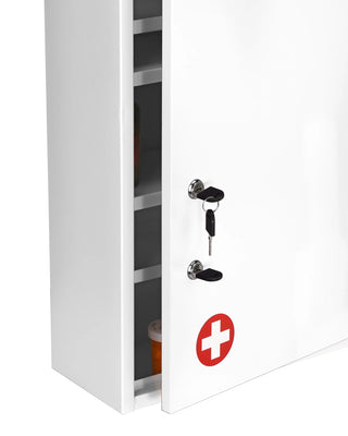 Viva Comfort ADI999-04-WHI side view of the cabinet door ajar with keys in both locks