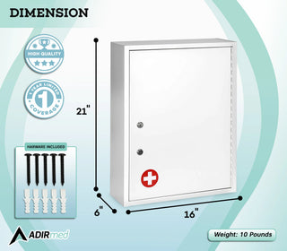 Viva Comfort ADI999-04-WHI dimension diagram of the white cabinet with mounting hardware