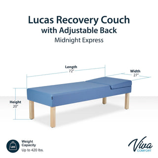 Viva Comfort ADI996-11-BLU Lucas dimension diagram showing length, width and height